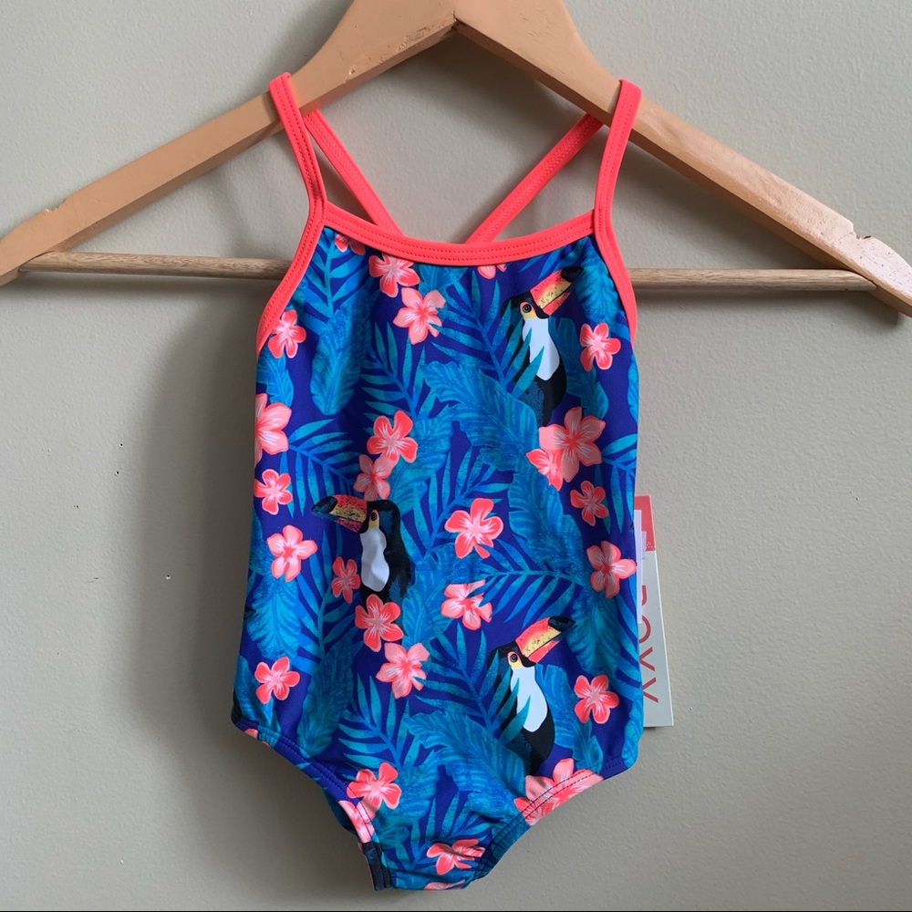 NWT Roxy Girl Tropical One Piece Bathing Suit